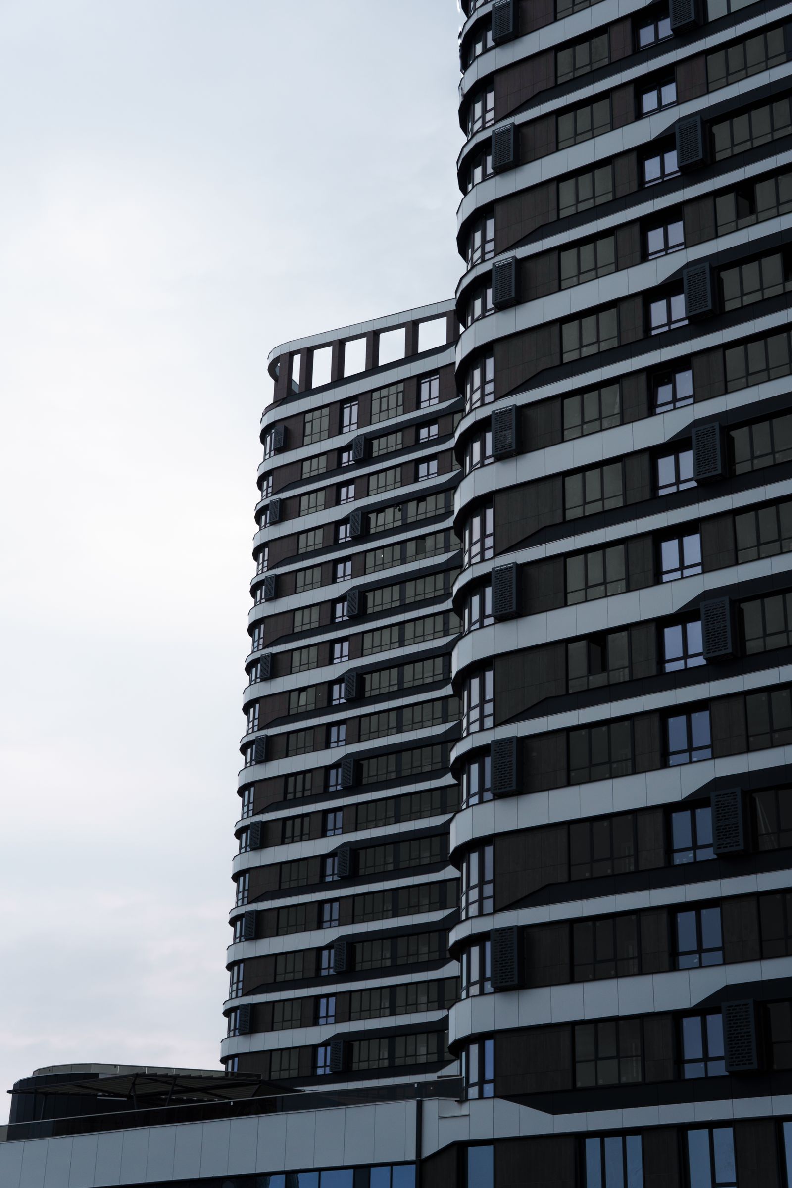 Modern residential glass towers under construction